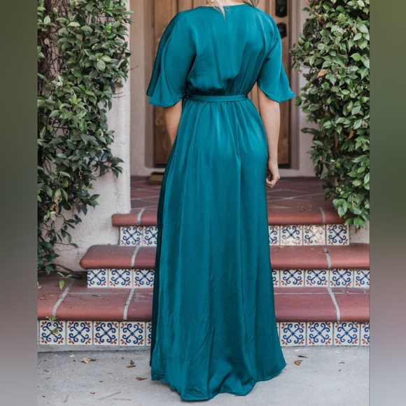 Pink Lily We Go Together Teal Belted Maxi Dress Size Medium - Picture 3 of 6